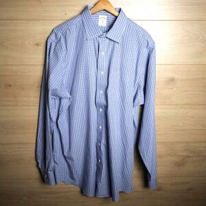 Brooks Brothers Men's Long Sleeve‎ Button Down 346 Shirt Blue Gingham Plaid
